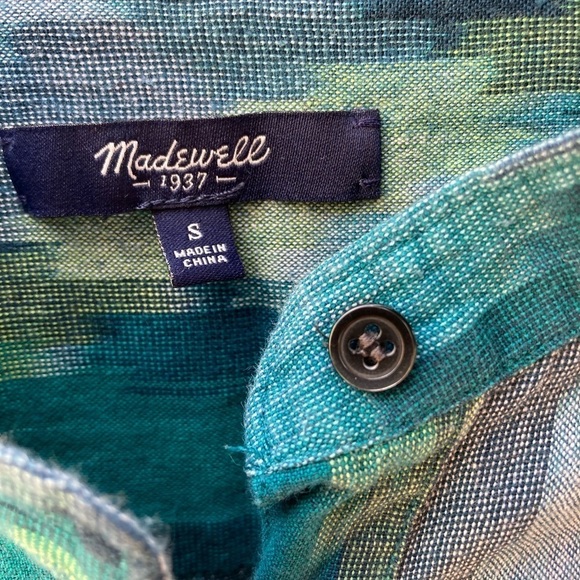 Women's Madewell Multicolor Button-Up Shirt M Pockets Cotton Open Light Vibrant - Picture 2 of 13